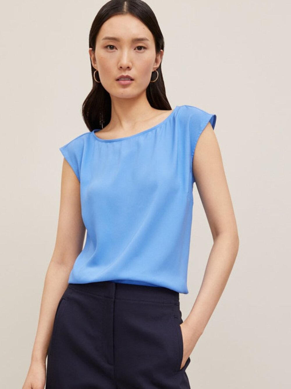 Ann Taylor Cornflower Blue Boatneck Top